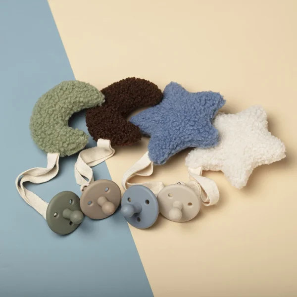 Baby Pacifier Clip Sherpa Star Moon Infant Newborn Pacifier Chain Silicone Nipple Soother Dummy Holder BPA Free Baby Accessory - Image 2