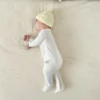 Newborn Baby Long Sleeved Solid Color Long Crawling Jumpsuit Spring Autumn Cotton Footed Infant Boys Rompers 0-1Y Boys Bodysuit - Image 2