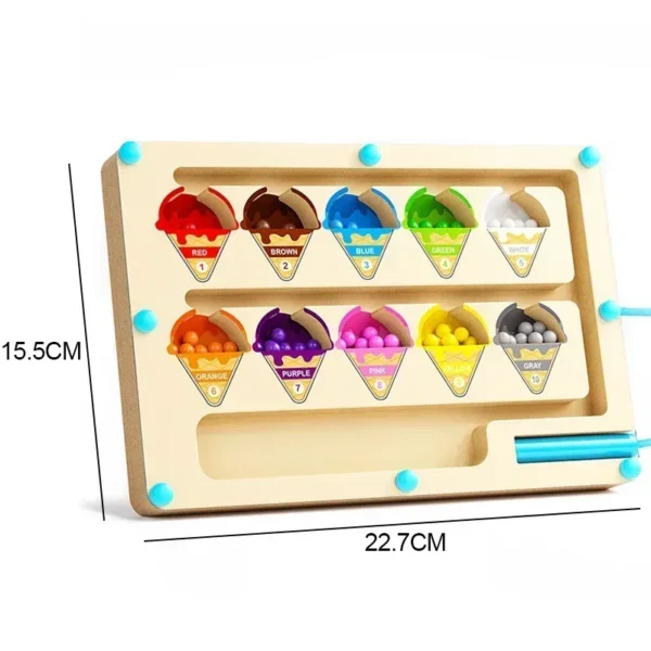 Montessori Magnetic Color Sorting Games Maze Board Pen Moving Bead Games Wooden Control Sensory Play Educational Toys for Kids - Image 5