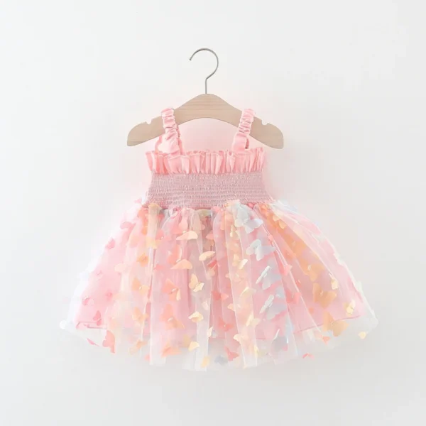 Baby Girl Party Princess Dress Summer Toddler 3d Fairy Butterfly Wings Hanging Strap Mesh Cute Fashion Dress - Image 2