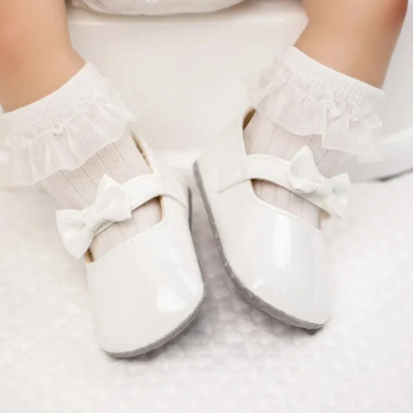 Meckior Baby Girls Shoes Bowknot Princess Dress Shoes PU Anti-slip Soft Sole Infant First Walkers Newborn Crib Baby Shoes - Image 4
