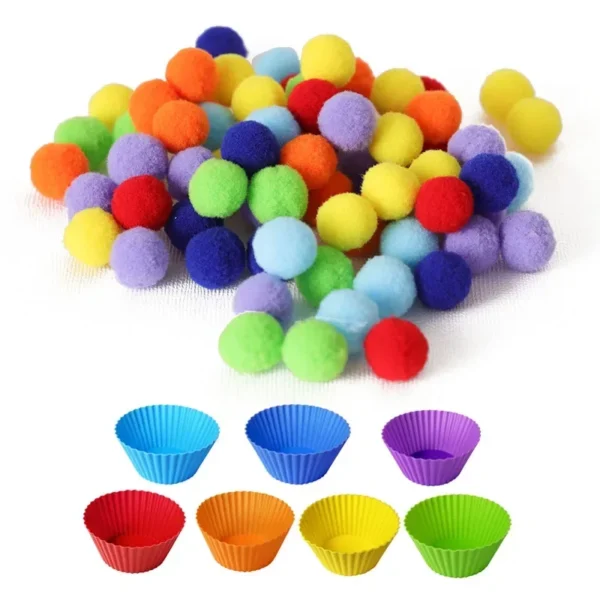 Children's Fine Motor Skill Matching Game Learning Counting Toy Colorful Plush Ball Sorting Games Montessori Early Education Toy - Image 4