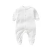 Newborn Baby Long Sleeved Solid Color Long Crawling Jumpsuit Spring Autumn Cotton Footed Infant Boys Rompers 0-1Y Boys Bodysuit - Image 4